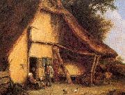 Ostade, Adriaen van A Peasant Family Outside a Cottage oil painting artist